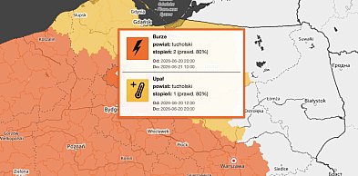 Ostrzeżenie drugiego stopnia dla miejscowości Tuchola i dla okolic