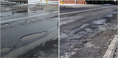 W Bysławiu na DW240 zrobiło się niebezpiecznie. Drogowcy naprawiali, ale...