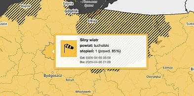 Wieje i będzie wiać! Ostrzeżenie na poniedziałek dla Tucholi i Borów Tucholskich