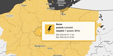 MOŻLIWE BURZE! Ostrzeżenie pierwszego stopnia, Tuchola, Bory Tucholskie