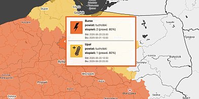 Ostrzeżenie drugiego stopnia dla miejscowości Tuchola i dla okolic