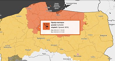 ŚLISKO! Ostrzeżenie drugiego stopnia dla miejscowości Tuchola i dla okolic