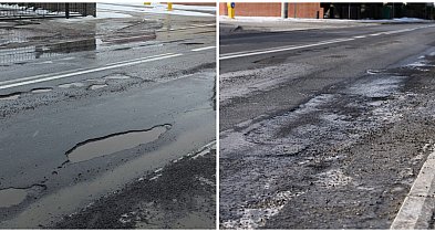 W Bysławiu na DW240 zrobiło się niebezpiecznie. Drogowcy naprawiali, ale...