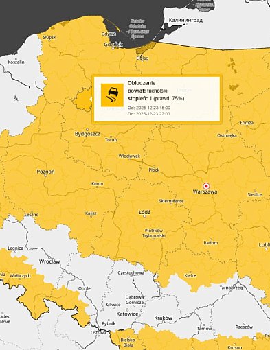 BĘDZIE ŚLISKO? Ostrzeżenie pierwszego stopnia dla Tucholi i okolic-25391