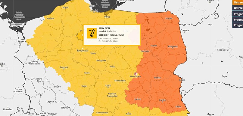 Ostrzeżenie pierwszego stopnia dla Tucholi i okolic