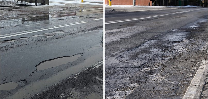 W Bysławiu na DW240 zrobiło się niebezpiecznie. Drogowcy naprawiali, ale...