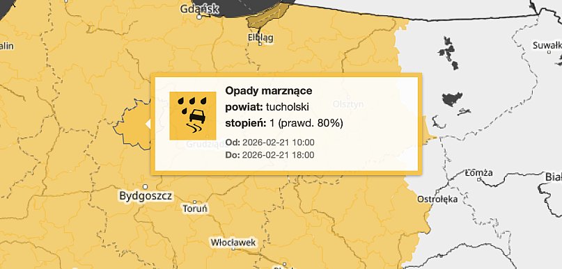 GOŁOLEDŹ. W sobotę zacznie zmieniać się pogoda. IMGW wydało ostrzeżenie: Tuchola