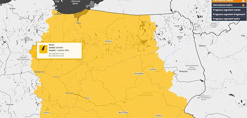 BURZE i WIATR: Ostrzeżenie pierwszego stopnia dla Tucholi i okolic
