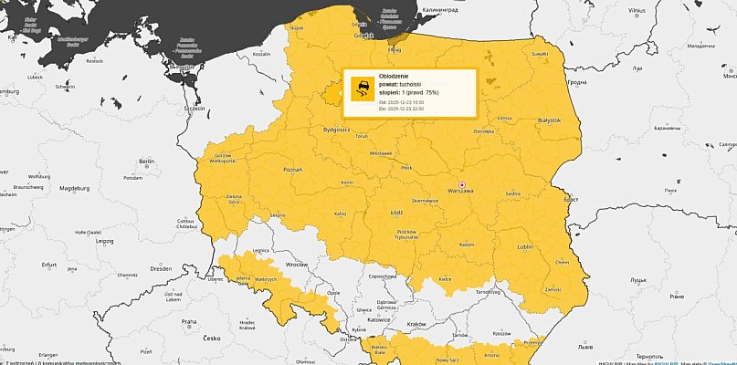 BĘDZIE ŚLISKO? Ostrzeżenie pierwszego stopnia dla Tucholi i okolic - 25391