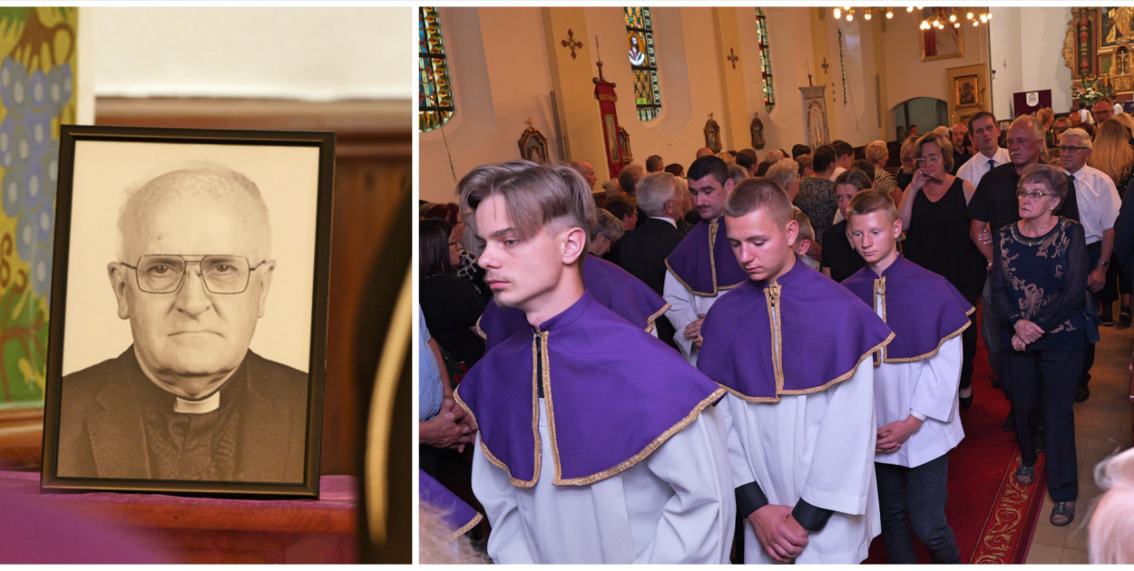 Zdroje (gmina Cekcyn). Nabożeństwo żałobne po tym, jak odszedł ksiądz Sylwester Dober, w ostatnich latach walczący z nowotworem. Fot. Piotr Paterski