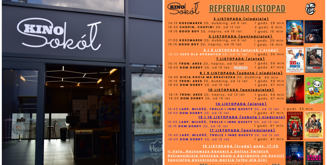 Kino Sokół w Tucholi. Sprawdź repertuar na listopad 2025. Fot. Agata Wiśniewska
