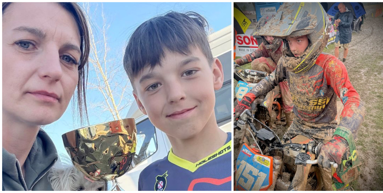  - Na torze bywaliśmy często i to od najwcześniejszych lat - wspomina Ewelina Brucka. - Adrian miał niedługo przyjść na świat i może już wówczas złapał bakcyla motocrossowego. Można o tym mówić z przymrużeniem oka, ale może coś w tym jest. Skoro dziś jest drugi w Pucharze Polski, może już wówczas się uczył jeździć. 