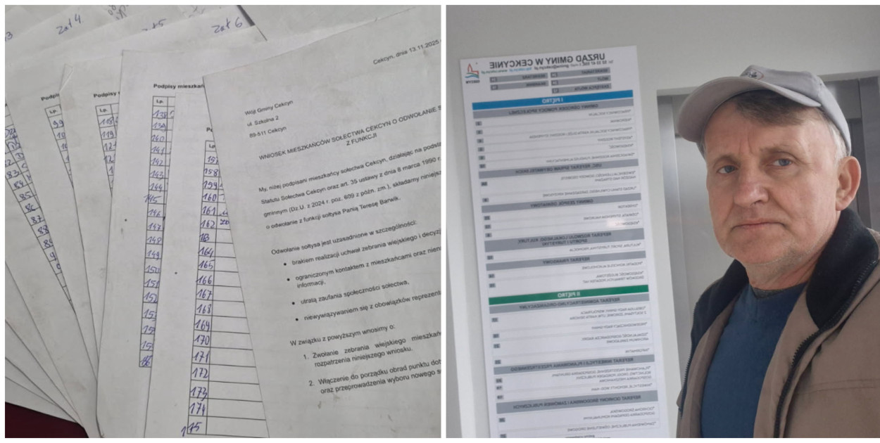 Tadeusz Dalecki złożył wniosek o odwołanie sołtyski w Urzędzie Gminy Cekcyn. Fot. nadesłane