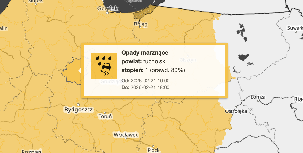 GOŁOLEDŹ. W sobotę zacznie zmieniać się pogoda. IMGW wydało ostrzeżenie: Tuchola